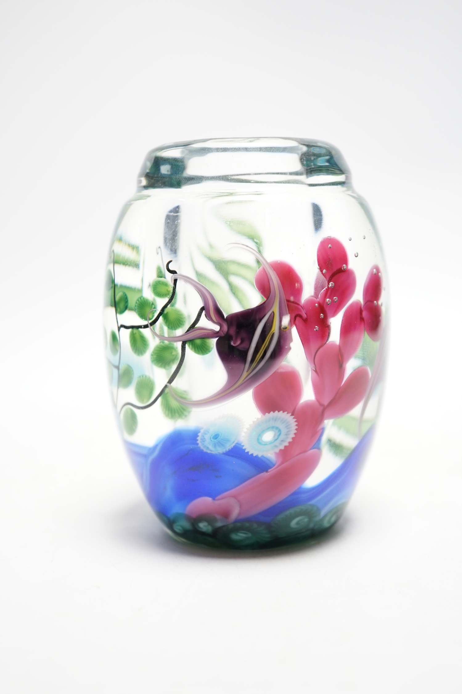 Steven Lundberg (American, 1953-2008), a magnum size ‘aquarium’ art glass vase, signed, dated 1988 and inscribed 